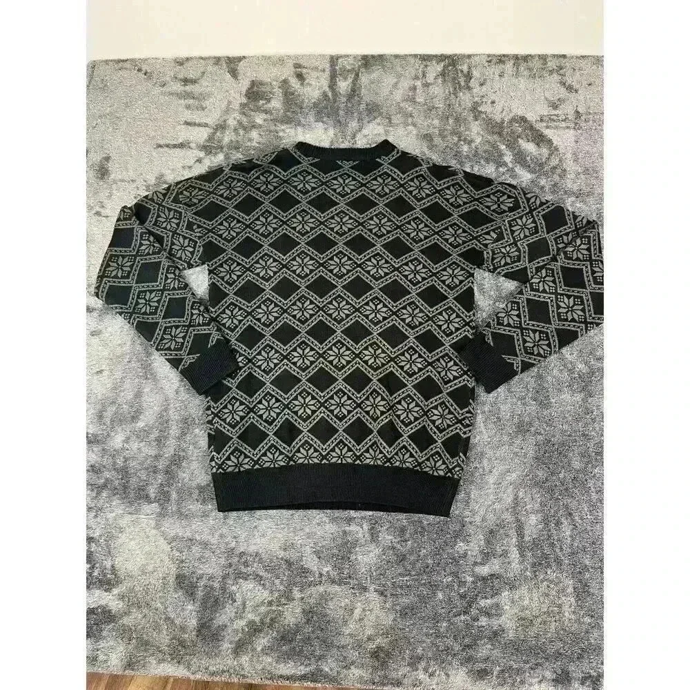 Marshmellow Sleigh All Day Christmas Holiday Sweater Black Gray Size M